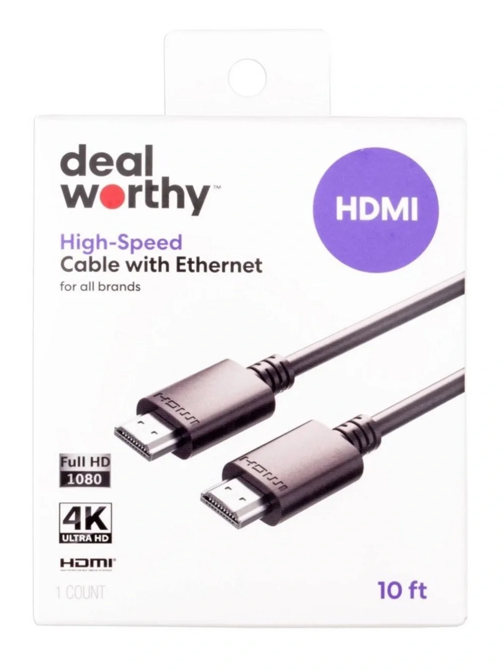 HDMI High Speed Cable with Ethernet 10” Cable Black: Male-to-Male Connection New